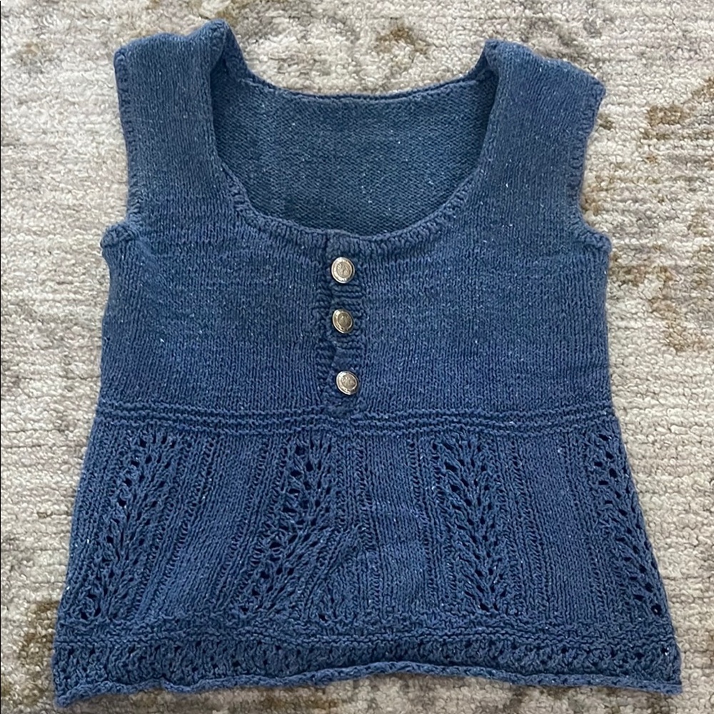 Elegant Blue Knit Women's Sweater